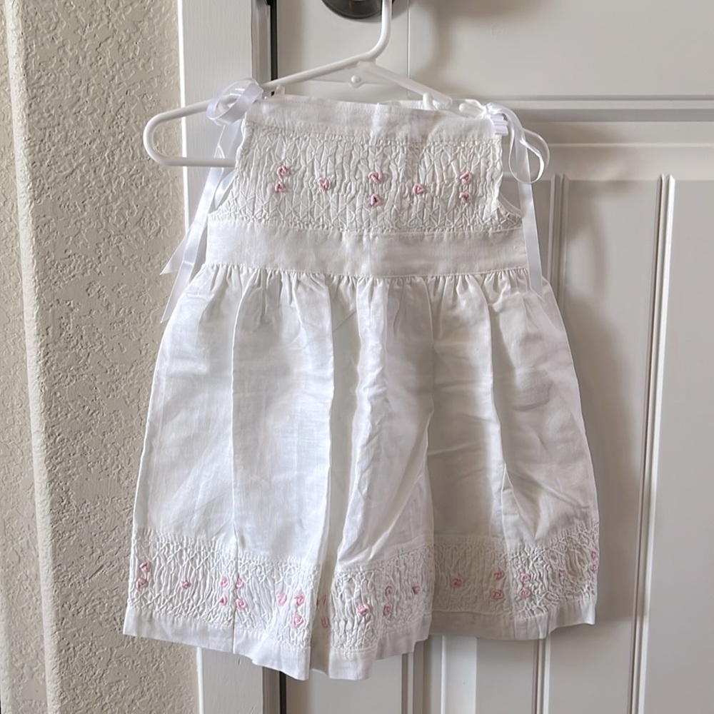 Vintage white toddler summer dress and bonnet